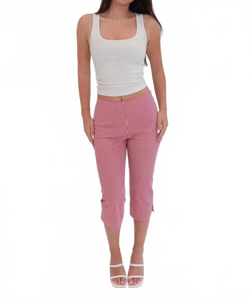 NEW LE LIS scarlett gingham capri pants in red - Picture 3 of 3
